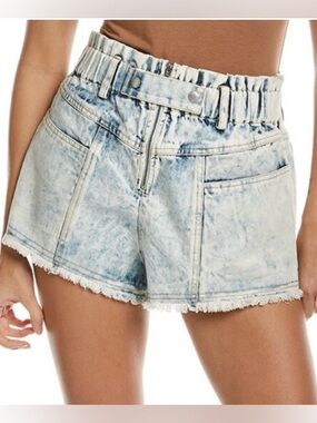 Sea New York Blue Birdie Bleached Acid Wash Denim Shorts Size L